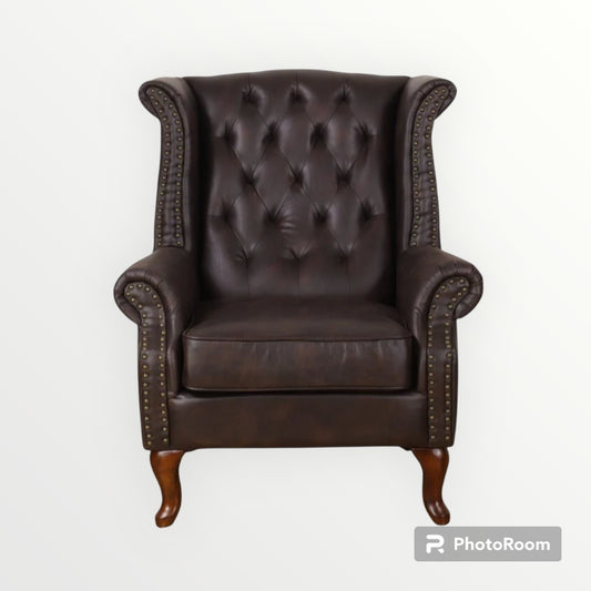 Large Wing Chair Dark Brown