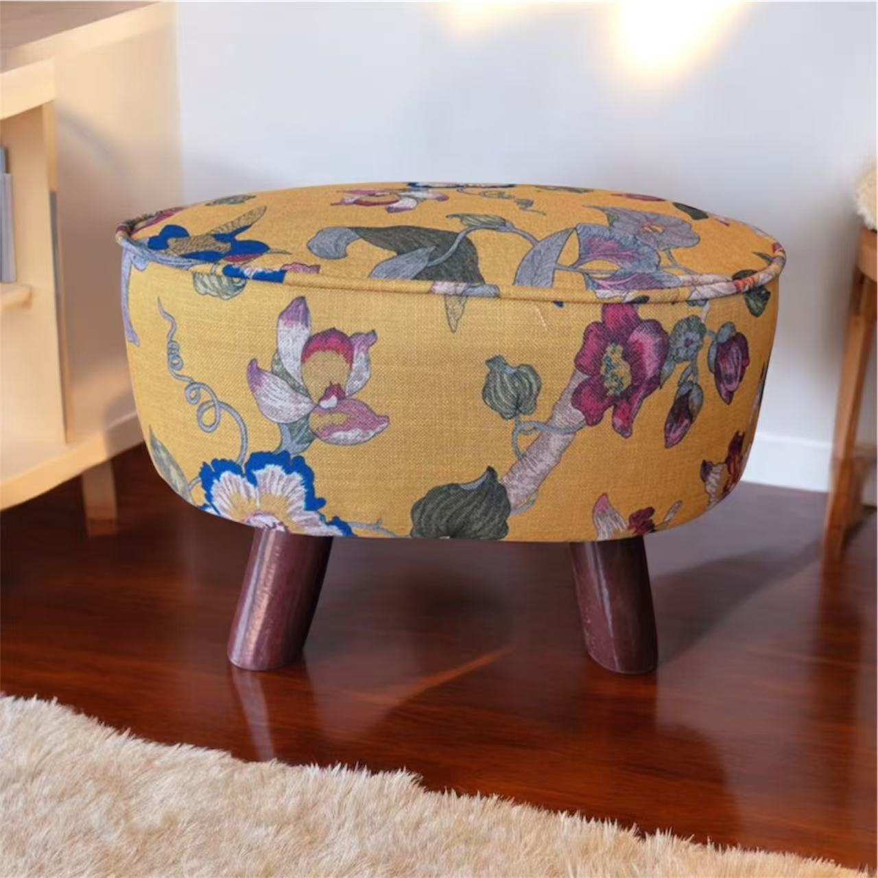 Retro light luxury large cotton and hemp stool